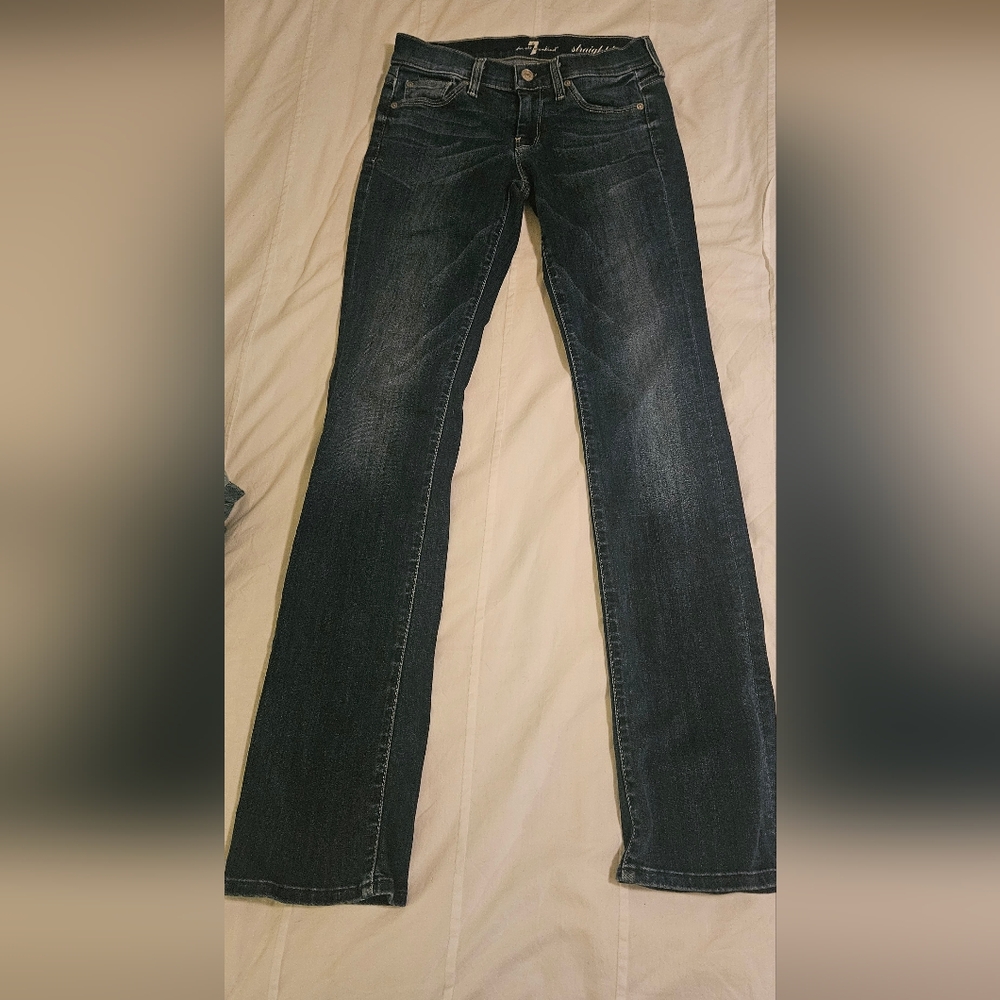7 For All Mankind Dark Blue Straight Leg Jeans
